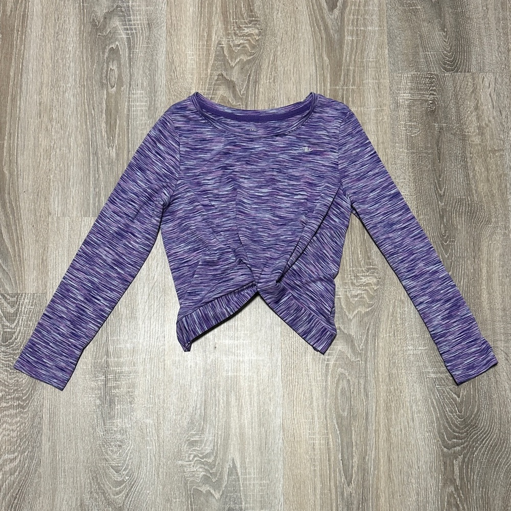 Athletic Works Purple Space-Dye Twist-Front Long Sleeve Top